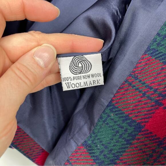 Pendleton Sz 16 Petite Wool Red Green Black Lined Blazer Tartan Vintage Holiday - Picture 8 of 16